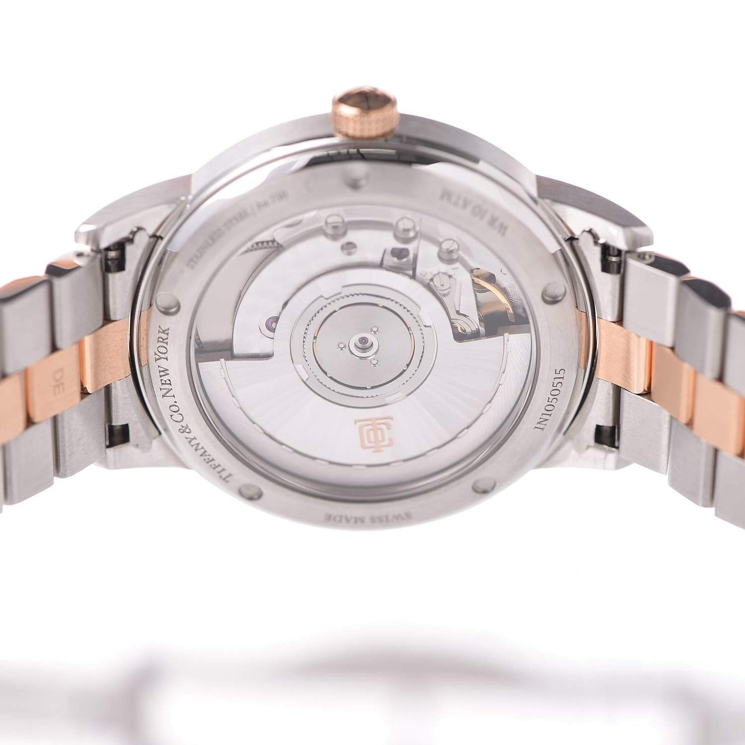 Tiffany Stainless Steel 18K Rose Gold 34mm CT60 3-Hand Automatic Watch 8 of 9