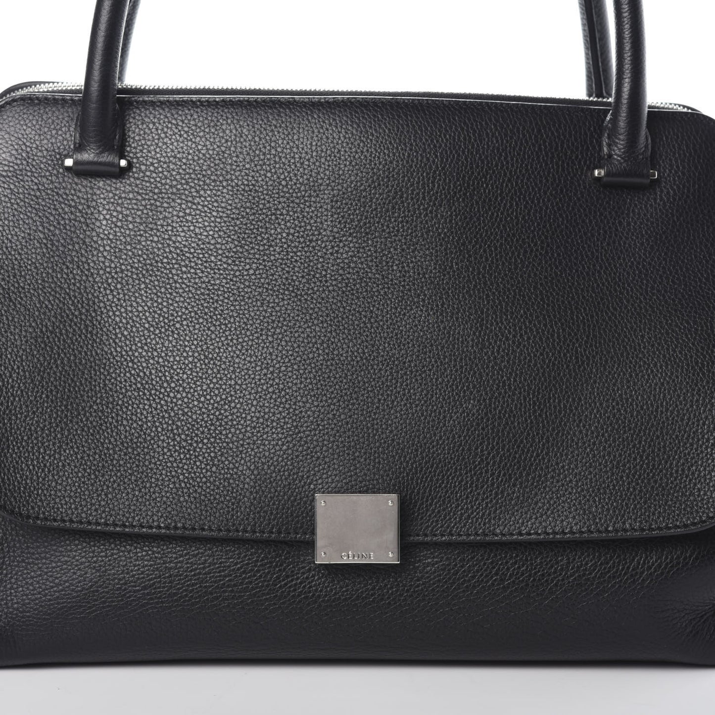Drummed Calfskin Suede Double Zip Trapeze Black