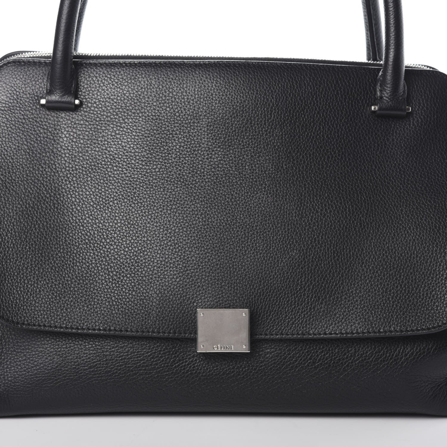 Celine Drummed Calfskin Suede Double Zip Trapeze Black 7 of 9