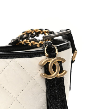 Chanel Aged Calfskin Quilted Medium Gabrielle Hobo Black White 11 of 11