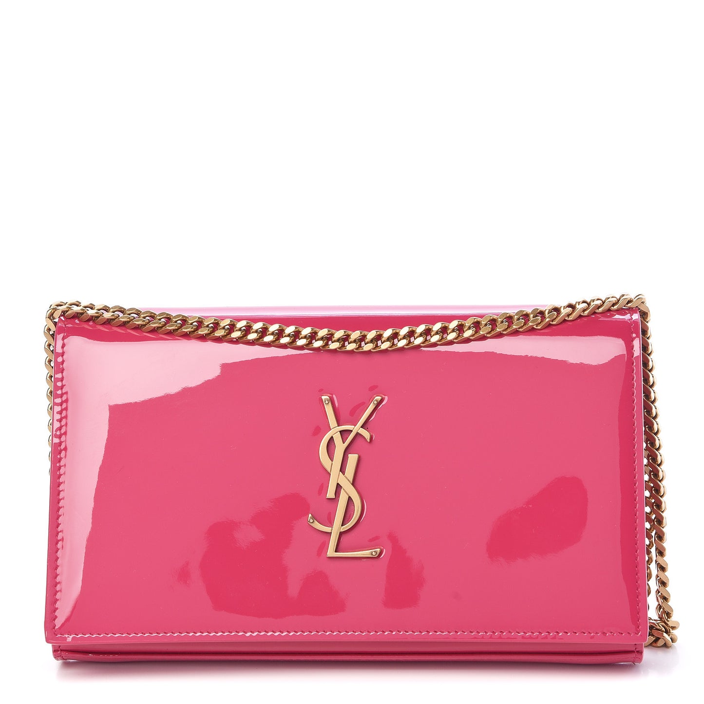 Patent Calfskin Monogram Kate Chain Wallet Fresh Fuxia