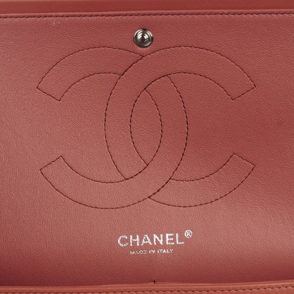 Chanel Striated Patent Quilted Jumbo Double Flap Dark Pink 6 of 8