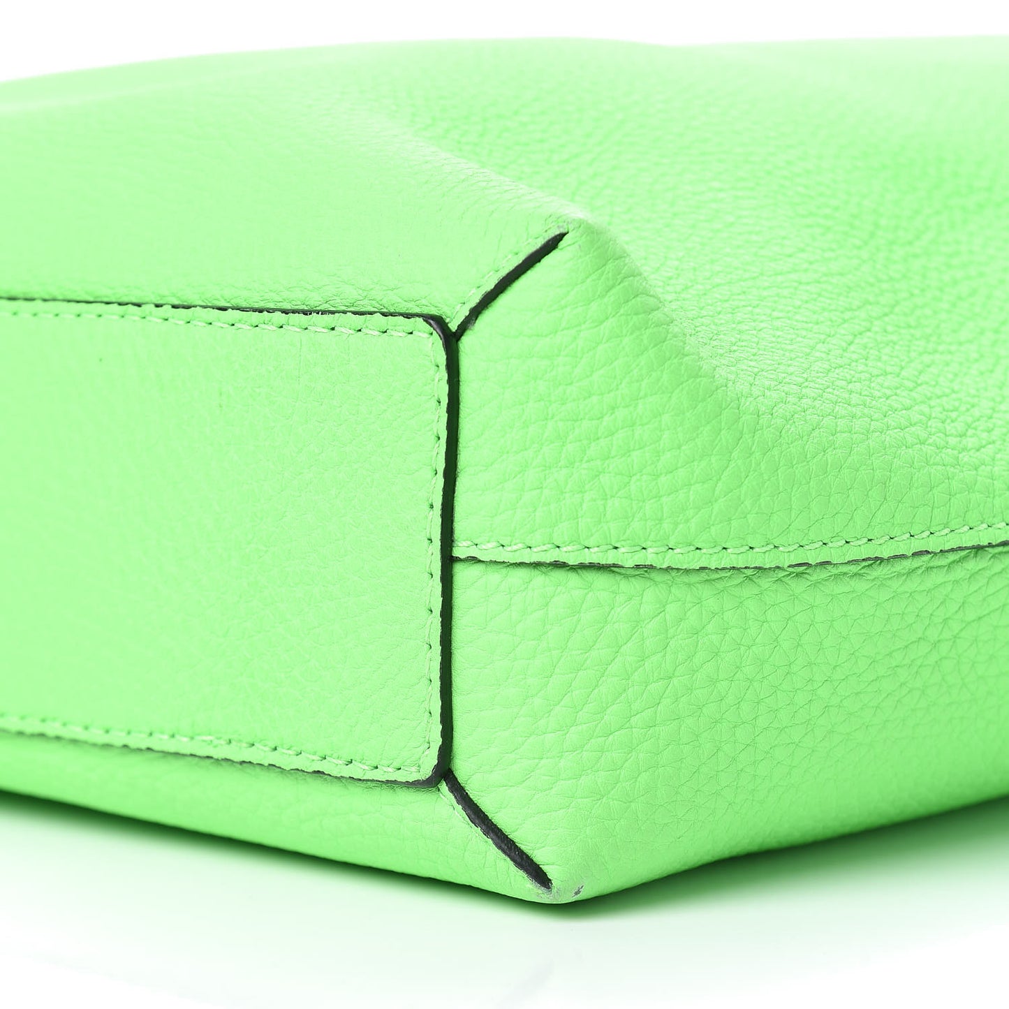 Grainy Calfskin Remington Tote Neon Green