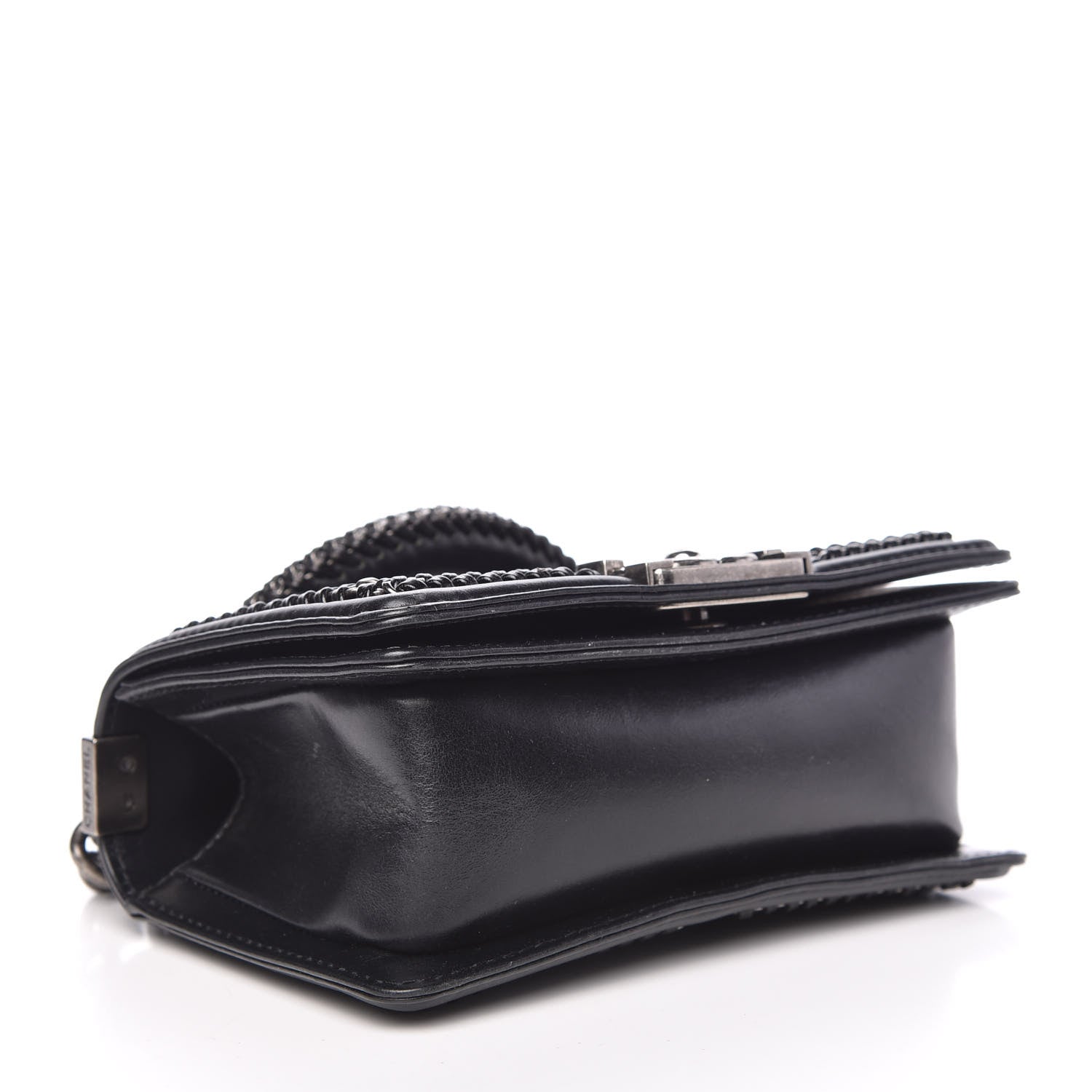 Chanel Shiny Goatskin Quilted Mini Boy Top Handle Flap Black 4 of 9