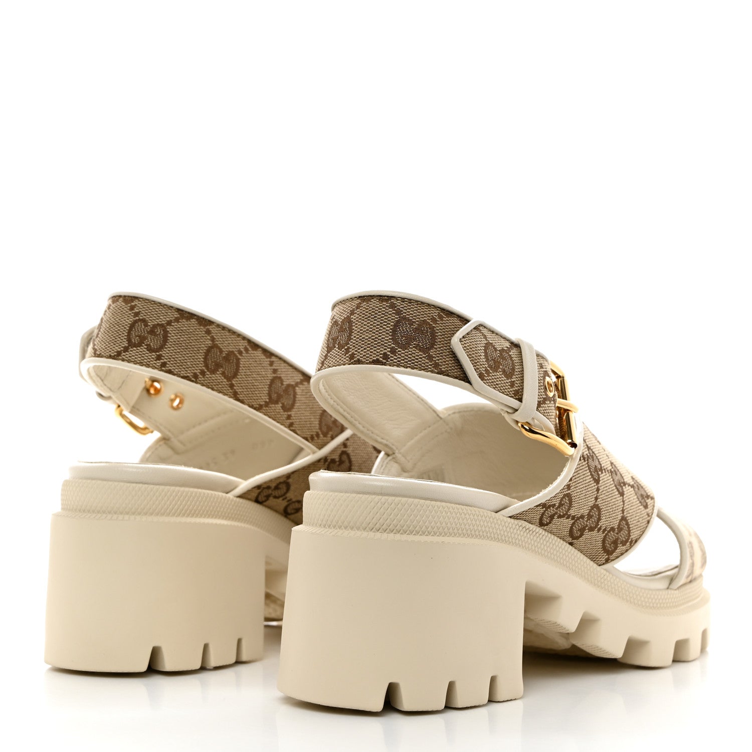 Gucci Monogram Granada Kid Trip 40/72mm Lug Sole Sandals 39 Beige Ebony Mystic White 4 of 9