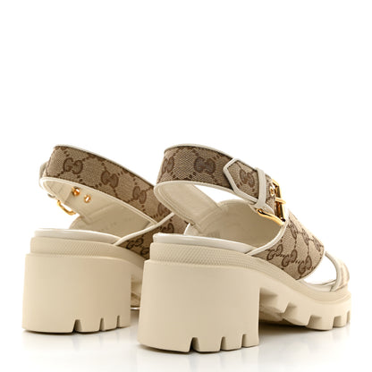 Gucci Monogram Granada Kid Trip 40/72mm Lug Sole Sandals 39 Beige Ebony Mystic White 4 of 9