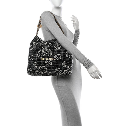 Chanel Cashmere Quilted Camellia Chanel 22 Black White 2 of 12