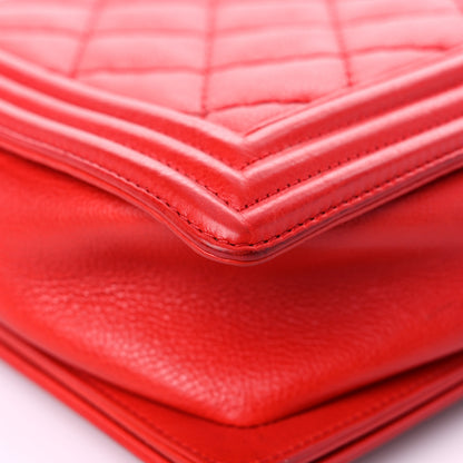 Chanel Calfskin Quilted Double Stitch Large Boy Flap Red 10 of 22