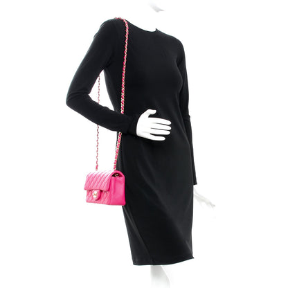 Chanel Lambskin Quilted Mini Rectangular Flap Fuchsia 2 of 12