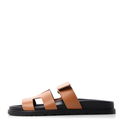 Hermes Calfskin Womens Chypre Sandals 38 Gold 1 of 9