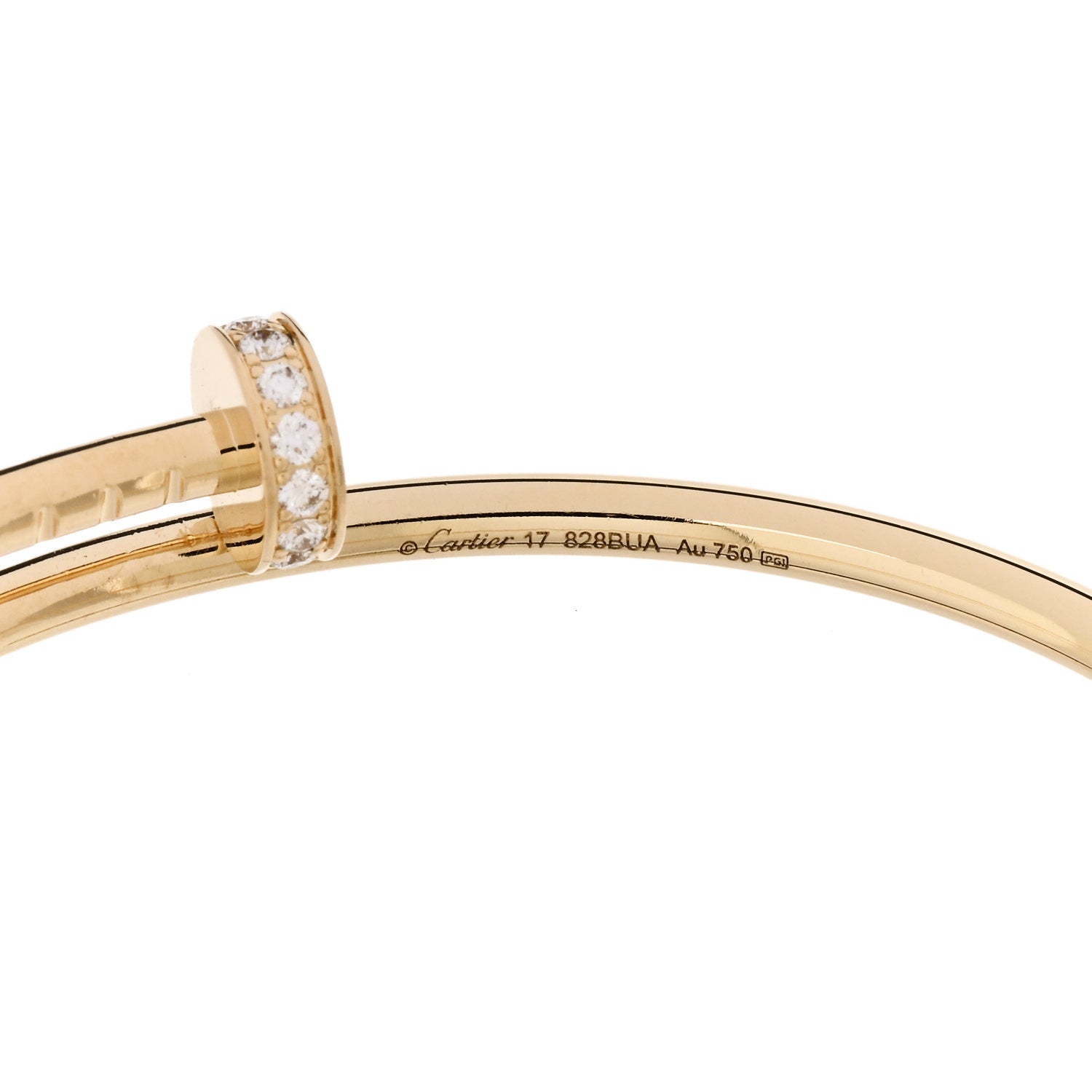 Cartier 18K Yellow Gold Diamond Small Juste Un Clou Bracelet 17 4 of 5