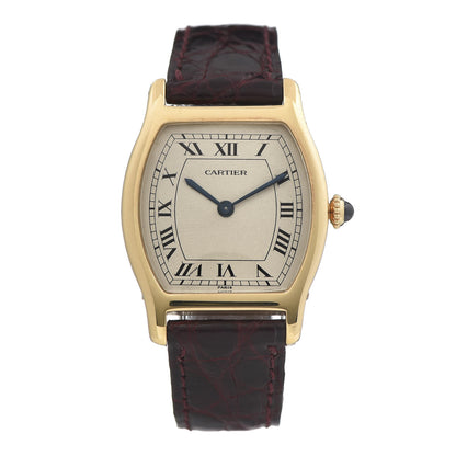 Cartier 18K Yellow Gold Alligator 26mm Tortue Manual Winding Watch Burgundy 1 of 7