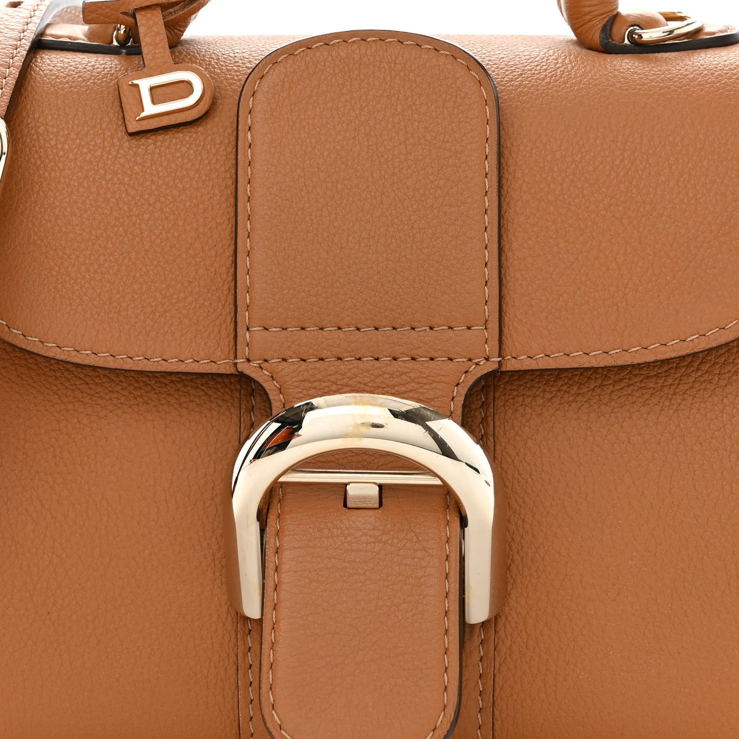Grained Calfskin Mini Brillant Satchel Natural