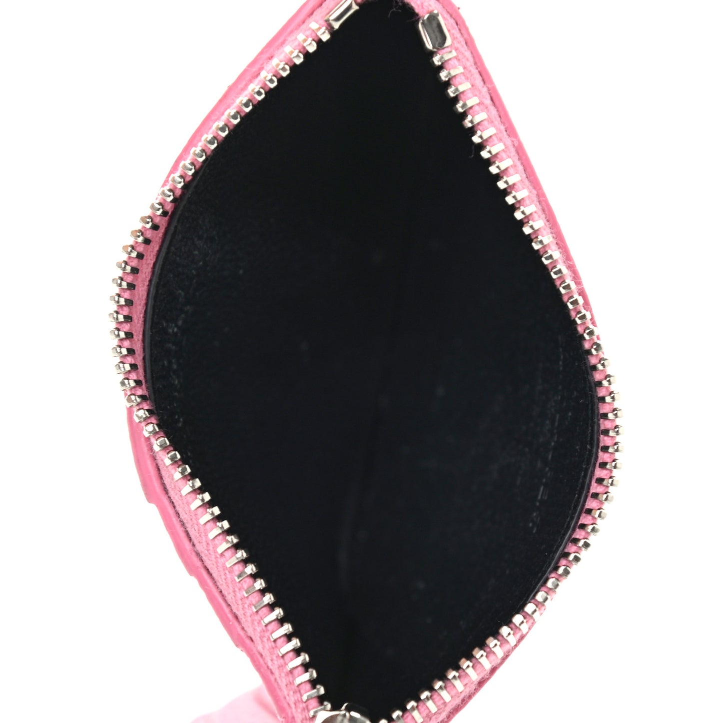 Grained Calfskin 5 Fragments Zip Pouch Card Holder Indian Pink