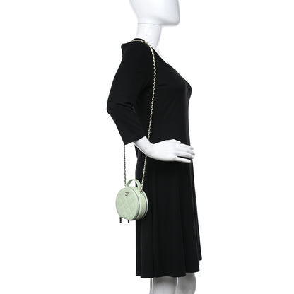 Chanel Caviar Quilted Round Handle With Care Vanity With Chain Light Green 3 of 9