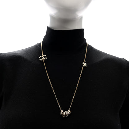 Chanel Pearl Crystal CC Rings Necklace Gold 2 of 4