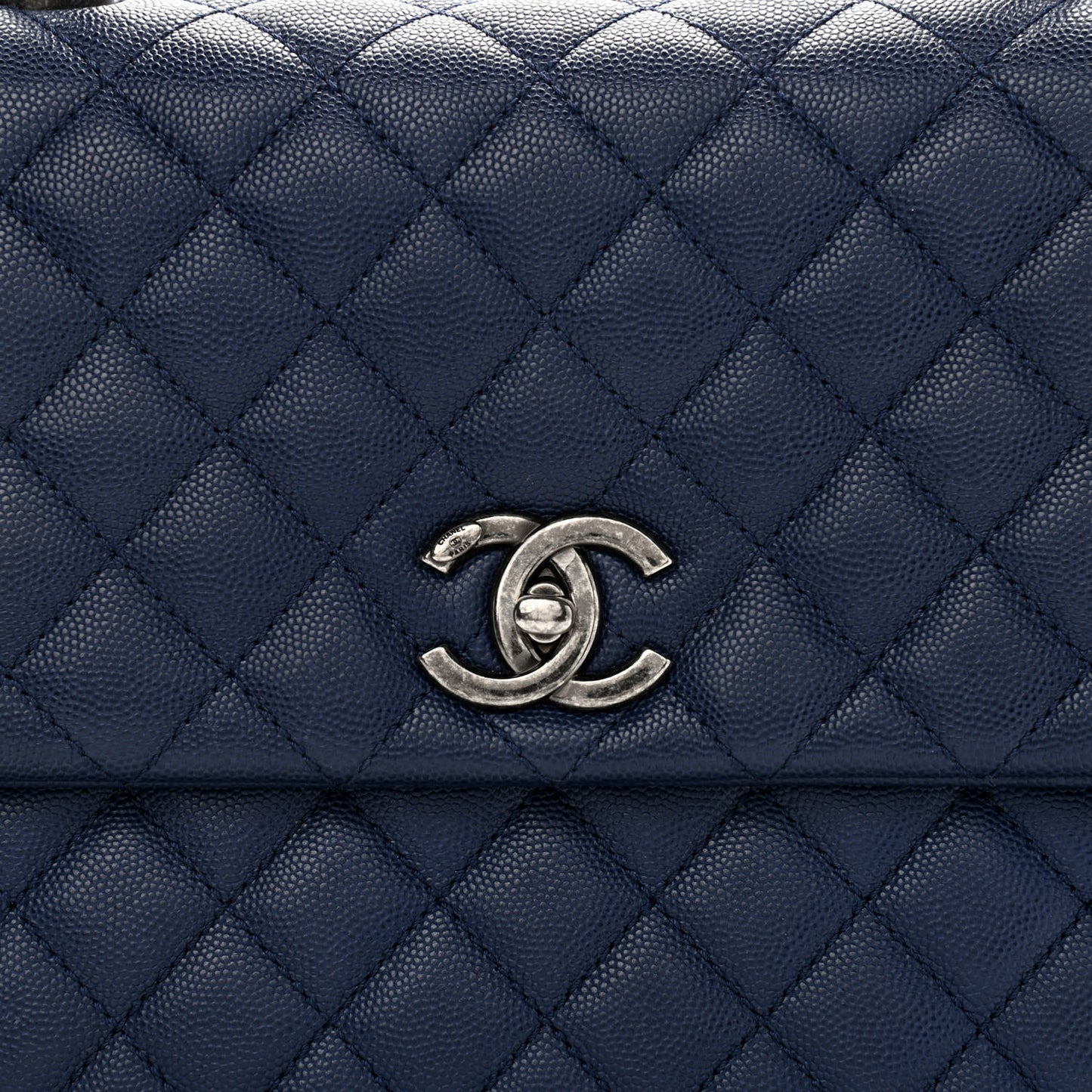 Caviar Lizard Quilted Medium Coco Handle Flap Blue