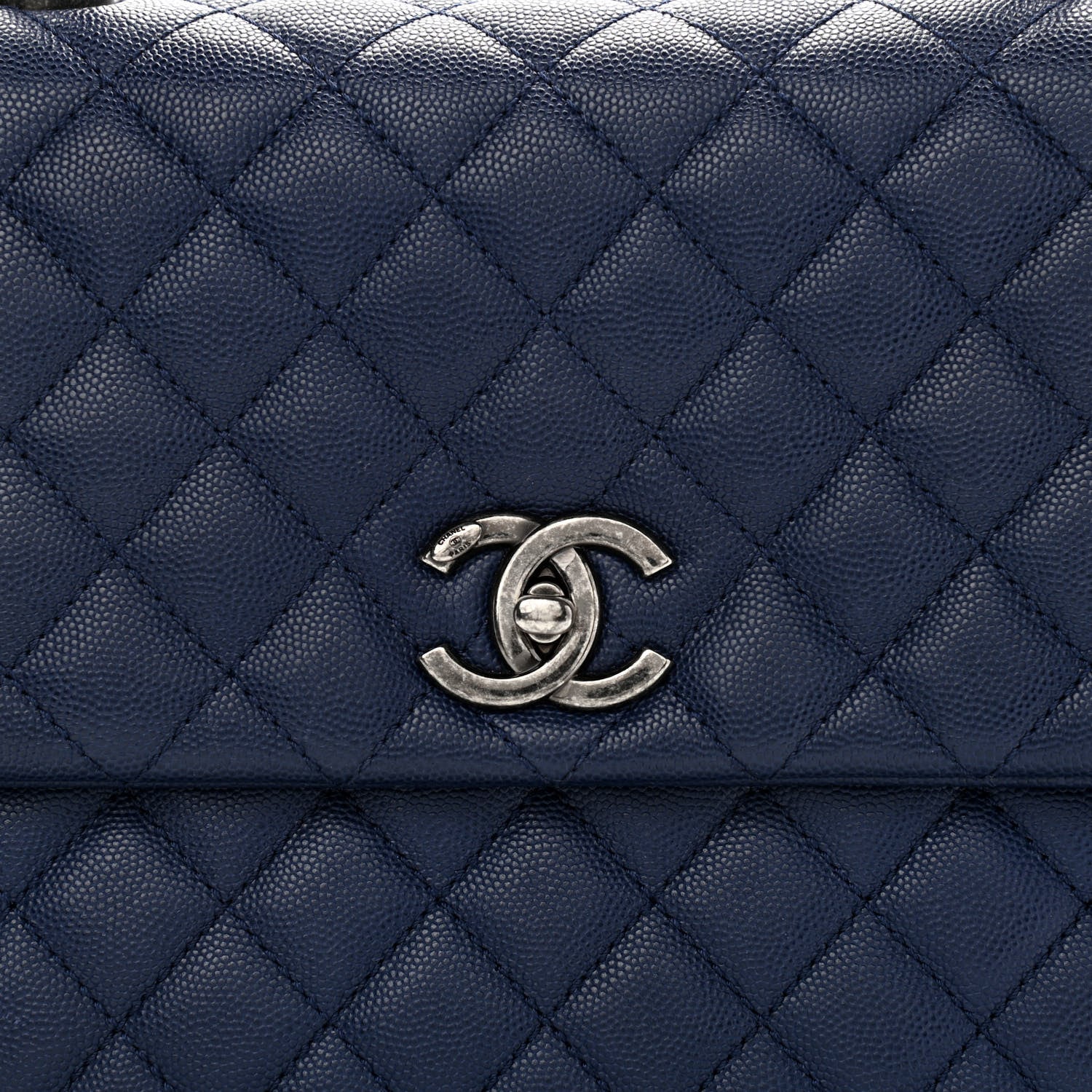 Chanel Caviar Lizard Quilted Medium Coco Handle Flap Blue 8 of 11