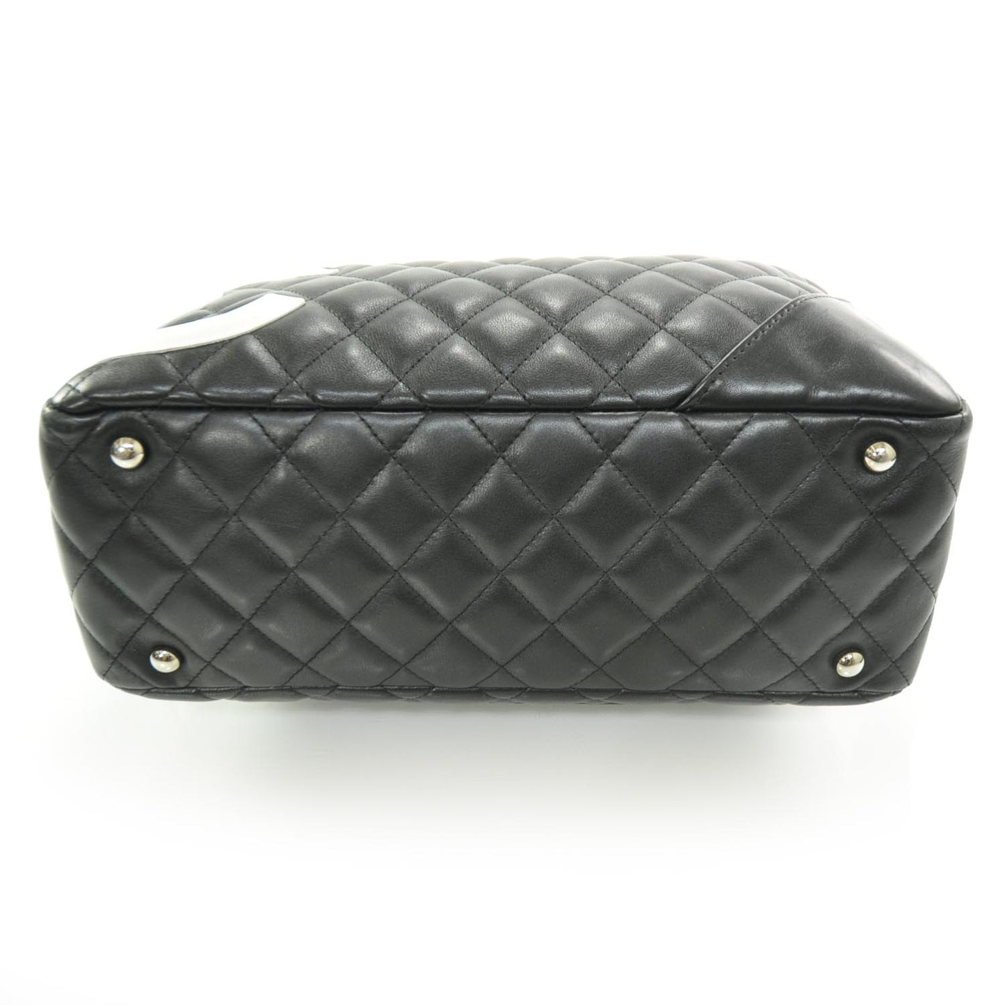 Calfskin Quilted Large Cambon Bowler White Black