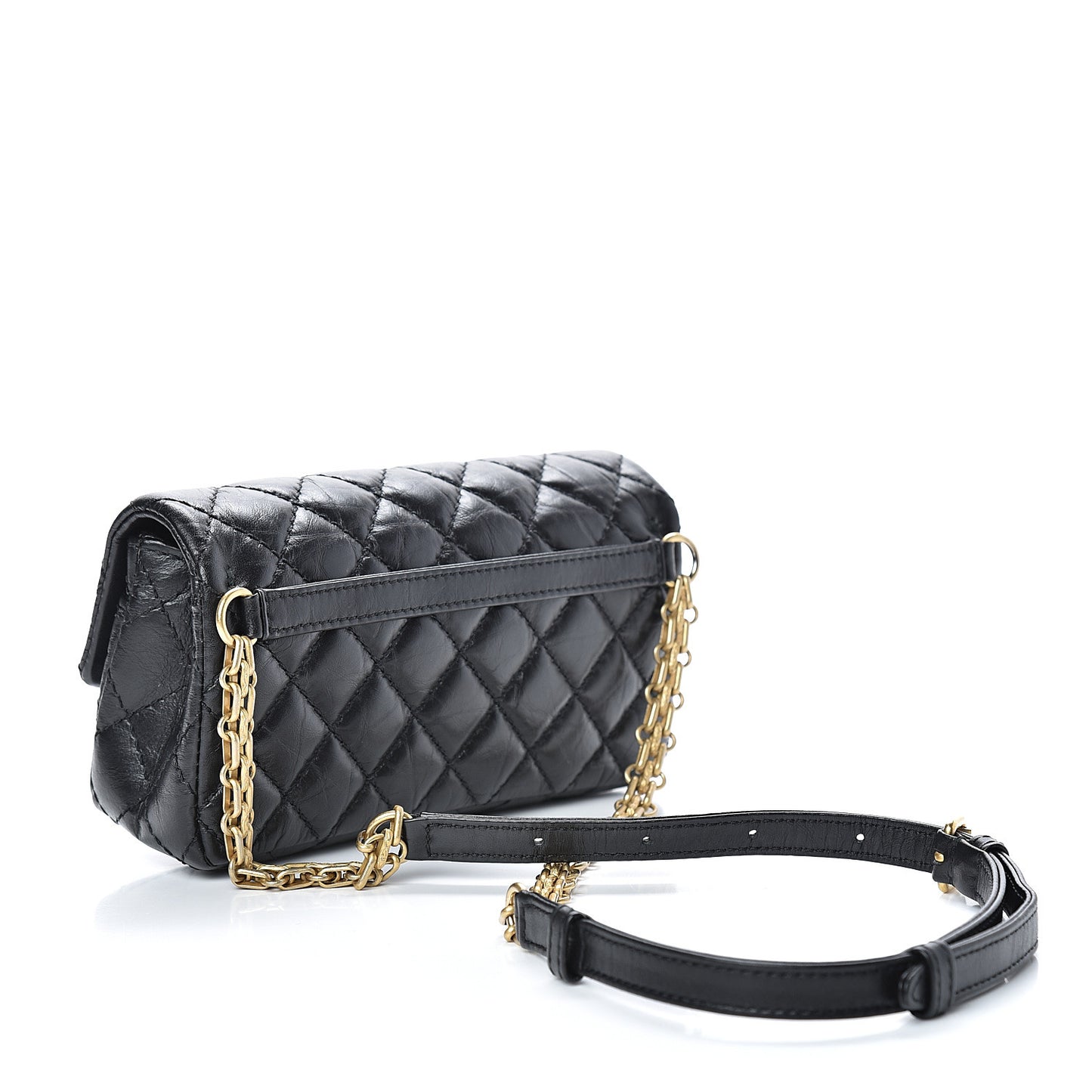 Aged Calfskin Quilted 2.55 Reissue Chain Waist Bag Black