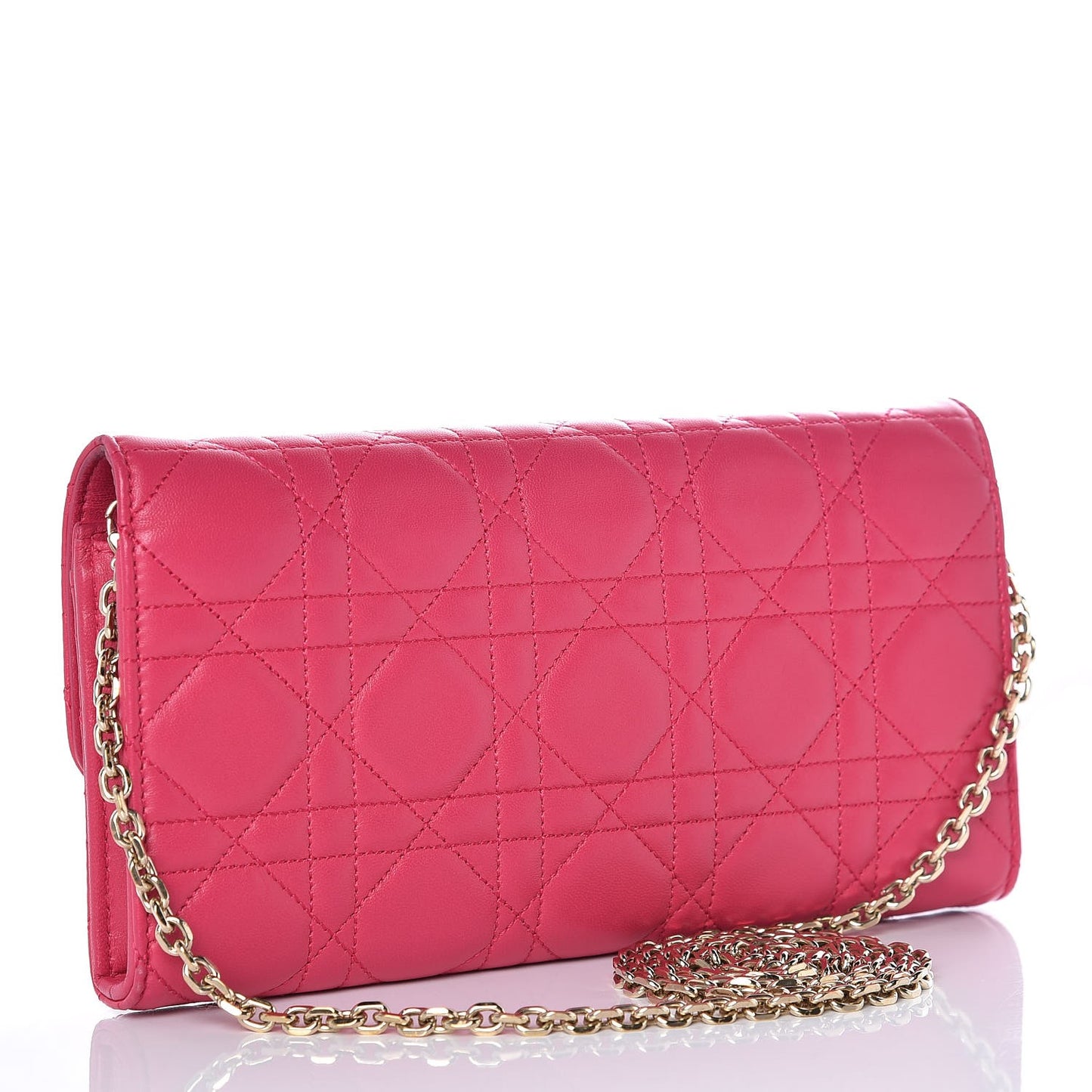 Lambskin Cannage Miss Dior Chain Wallet Fuchsia