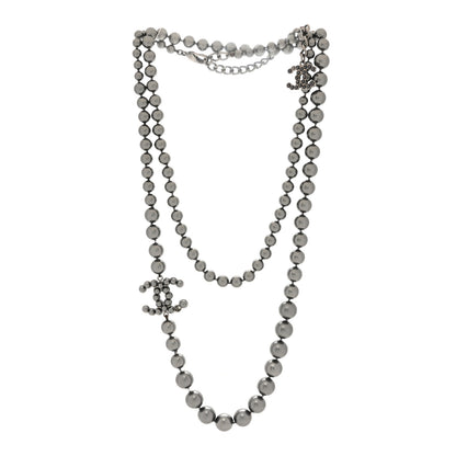 Chanel Ruthenium Graduated Pearl CC Long Necklace Dark Grey 3 of 6