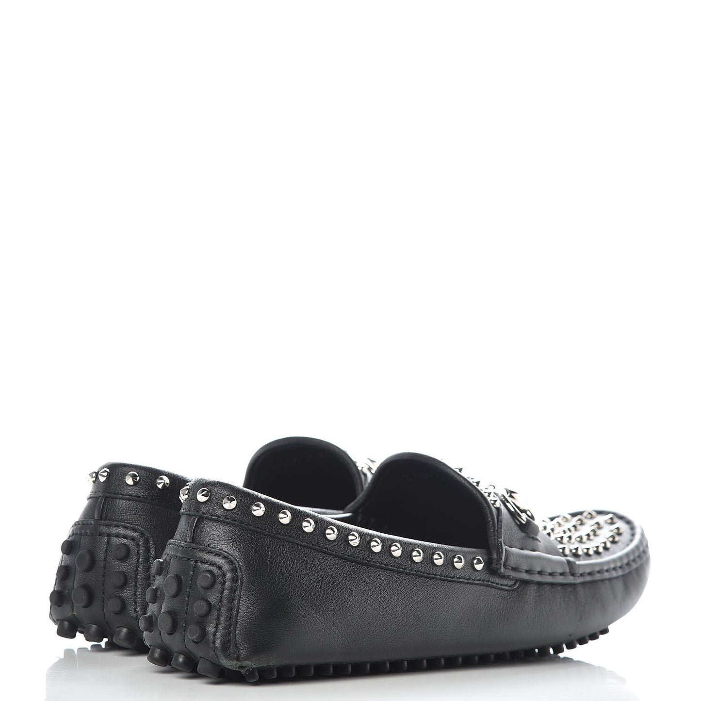 Calfskin Miro Soft Studded Womens Horsebit Driver Loafers 37 Black