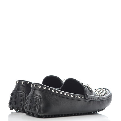 Gucci Calfskin Miro Soft Studded Womens Horsebit Driver Loafers 37 Black 4 of 12