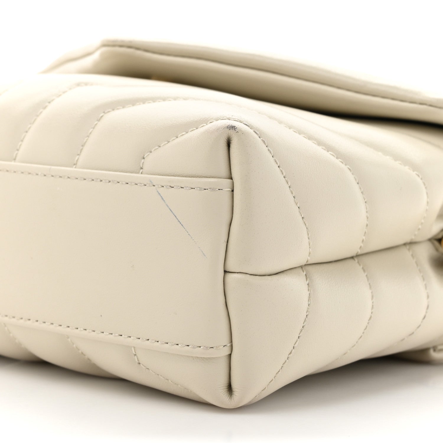 Saint Laurent Calfskin Y Quilted Monogram Toy Loulou Crossbody Bag Crema Soft 10 of 14