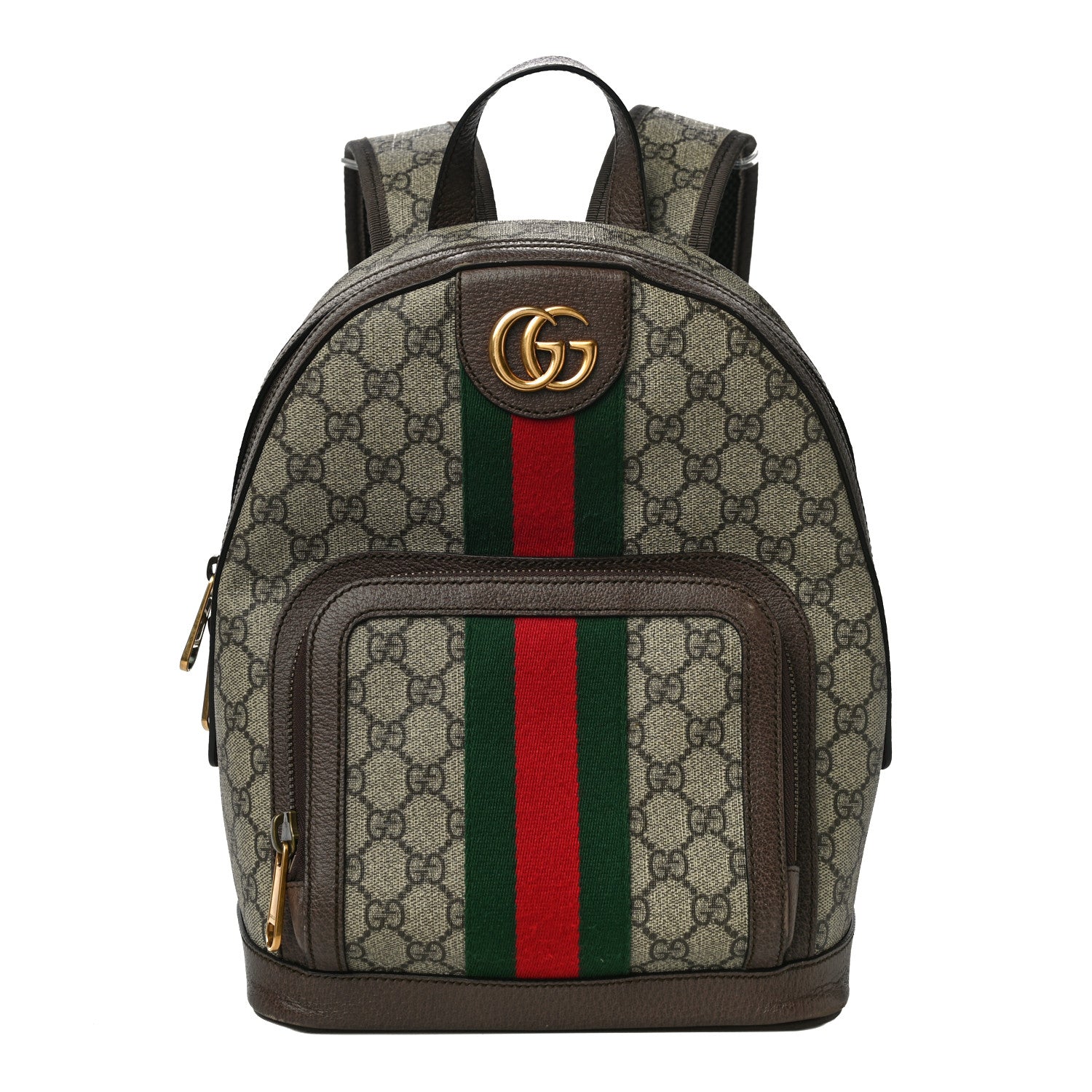 Gucci GG Supreme Monogram Calfskin Web Small Ophidia Day Backpack Beige Ebony New Acero 1 of 15