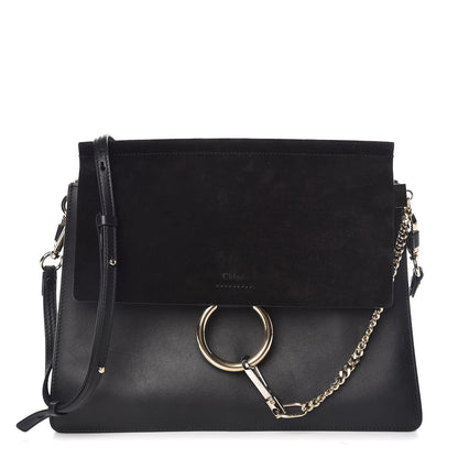 Chloe Suede Calfskin Medium Faye Shoulder Bag Black 1 of 6