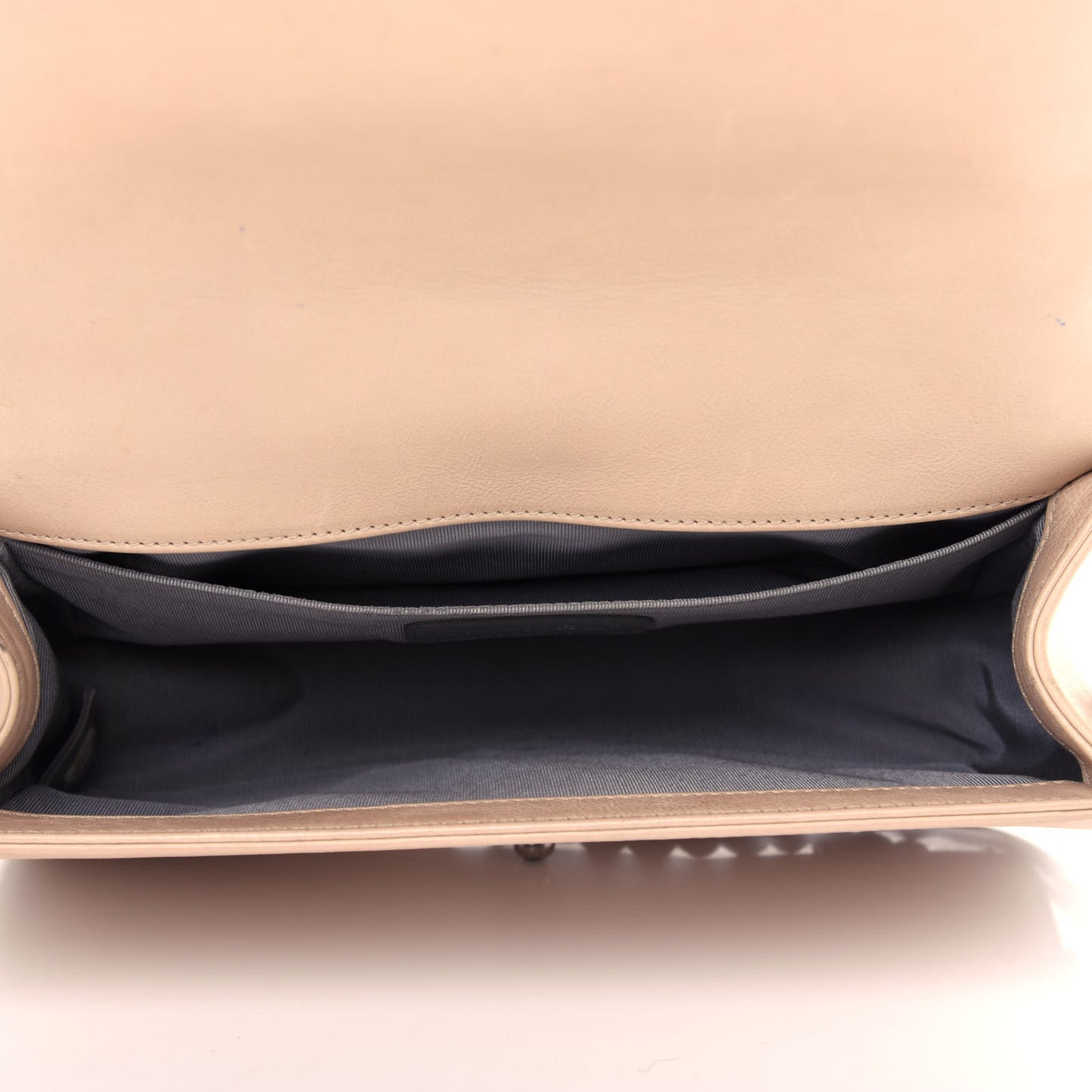 Calfskin Quilted Double Stitch Medium Boy Flap Beige