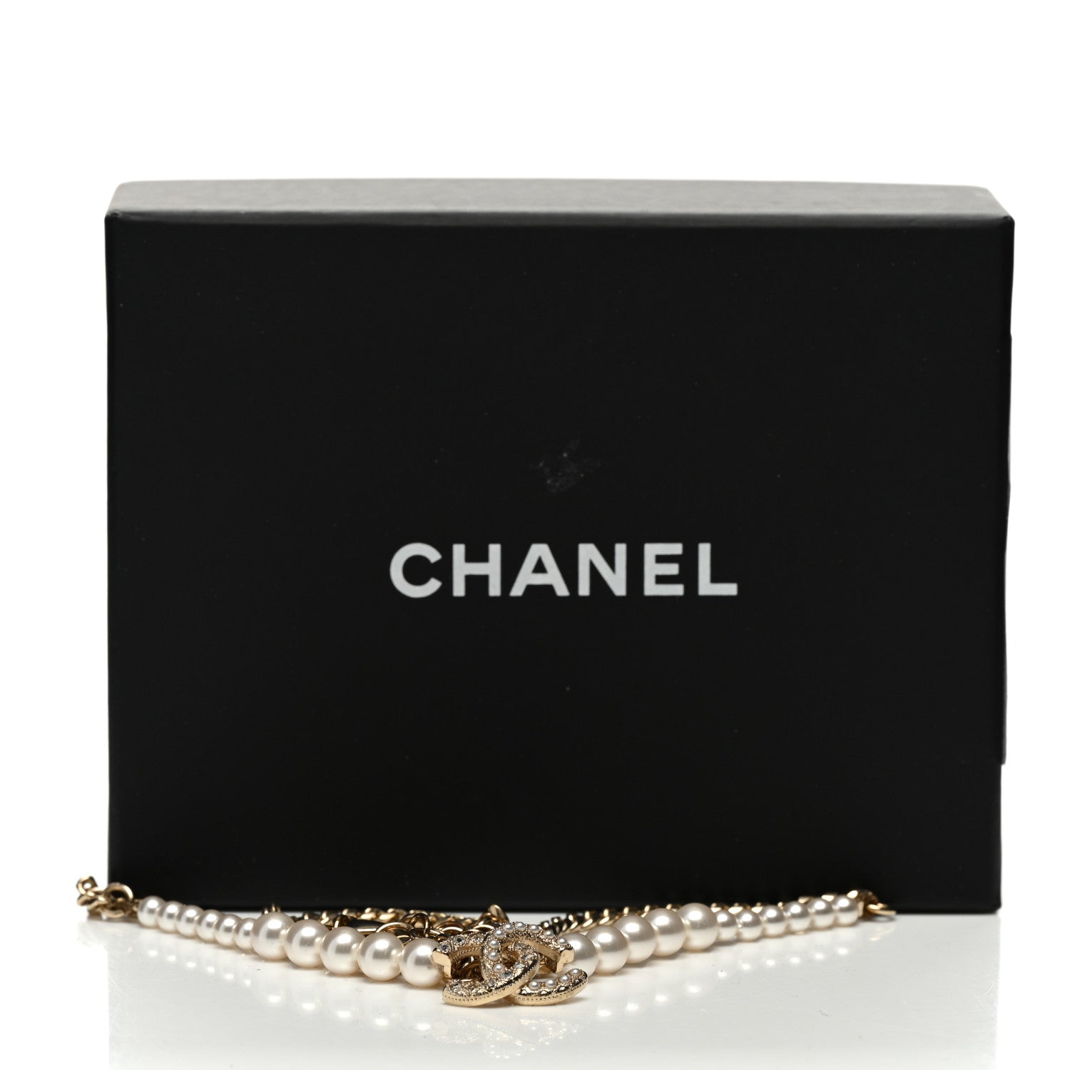 Chanel Pearl Crystal CC Necklace Gold 6 of 6