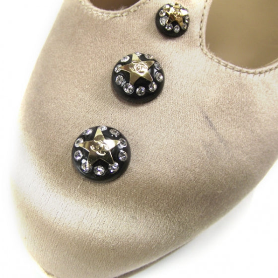 Chanel Satin Star Jeweled T-Strap Platform Pumps 38.5 8 of 8