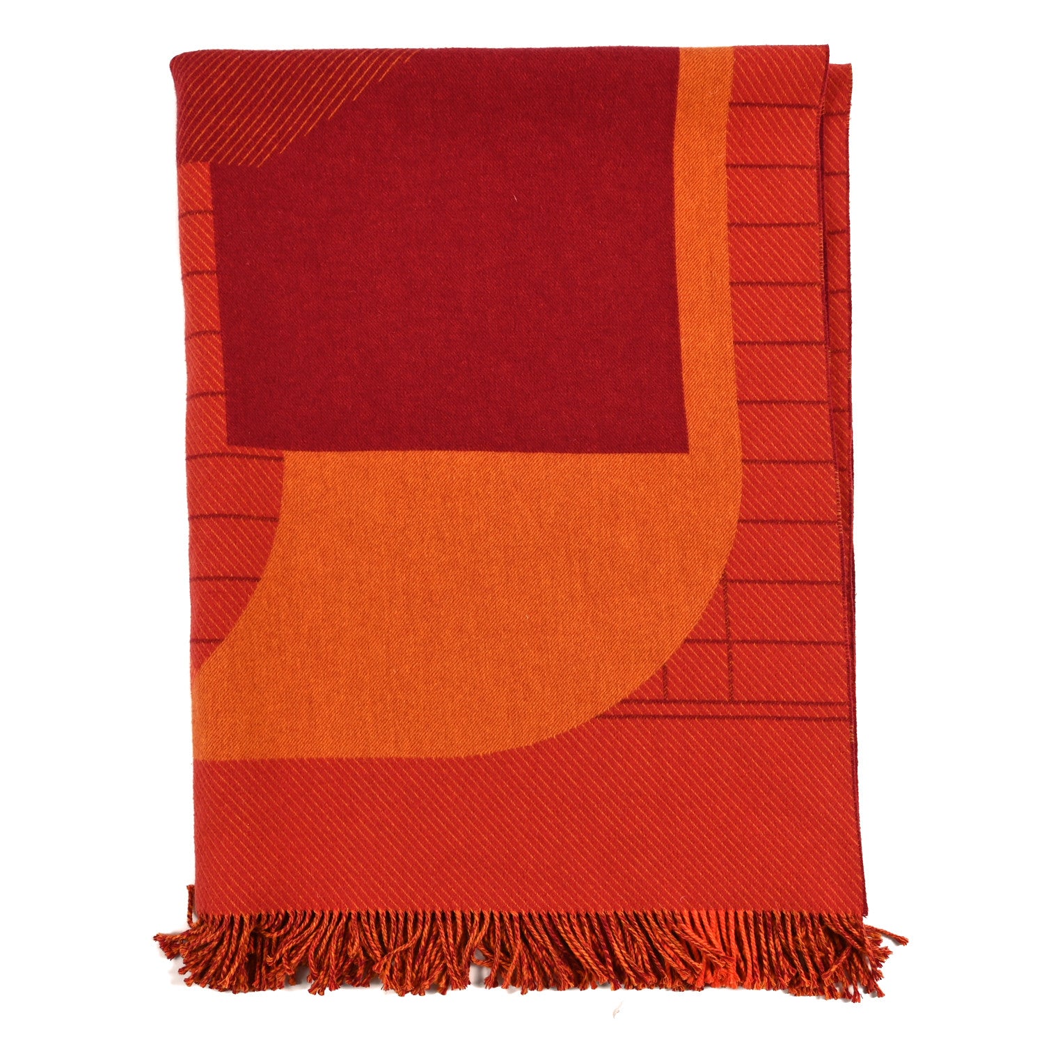 Hermes Merinos Wool Cashmere Anchor Chain 17 Blanket Terracotta 1 of 4
