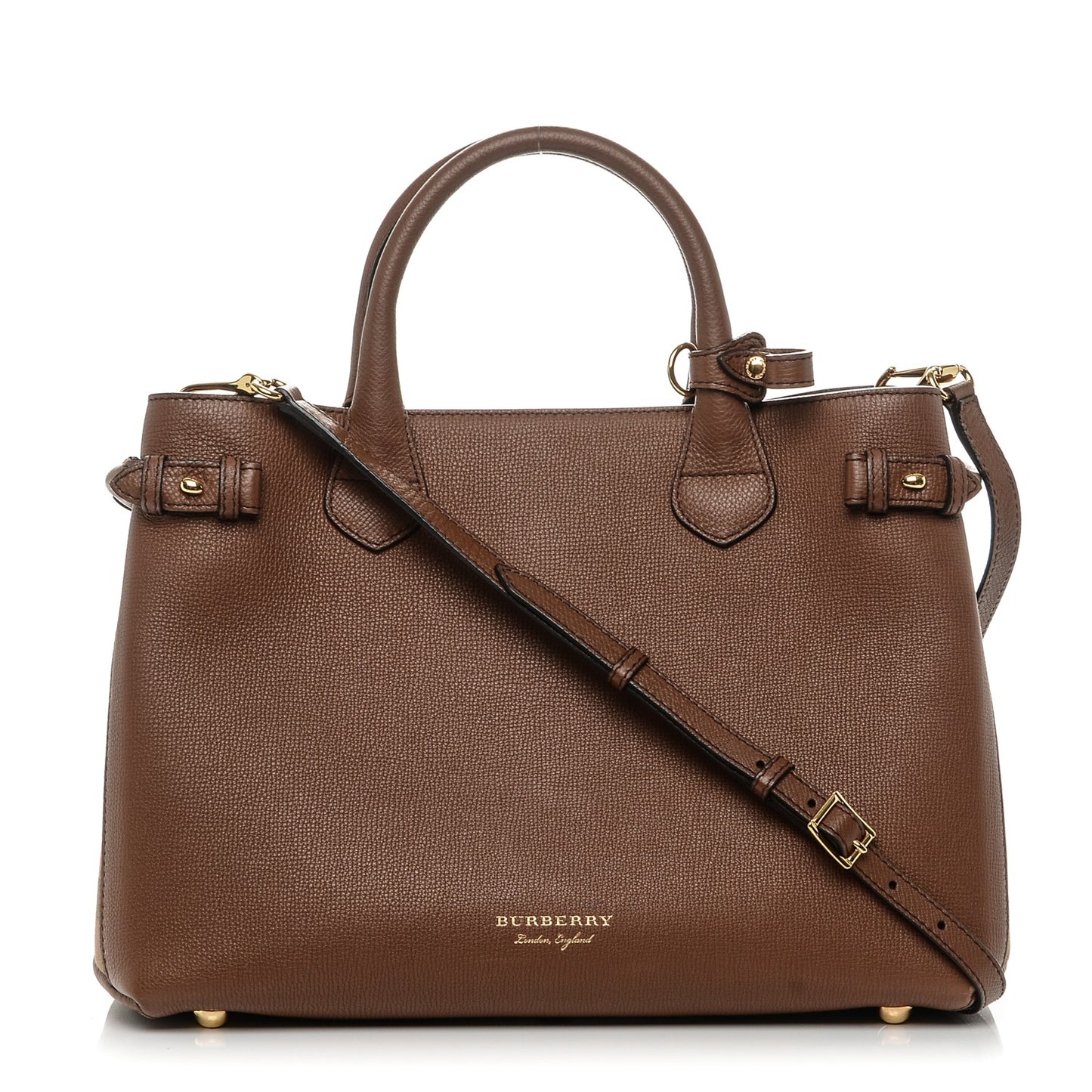 Grainy Calfskin House Check Medium Banner Tote Tan