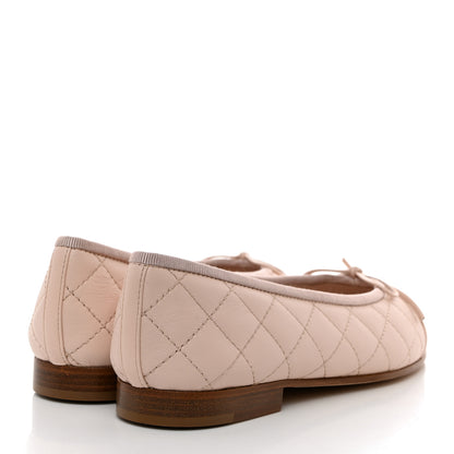 Chanel Lambskin Quilted CC Cap Toe Ballerina Flats 35 Light Pink 5 of 9