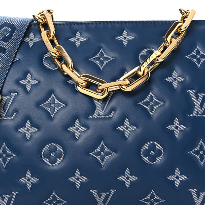 Louis Vuitton Lambskin Embossed Monogram Coussin PM Denim Blue 7 of 11