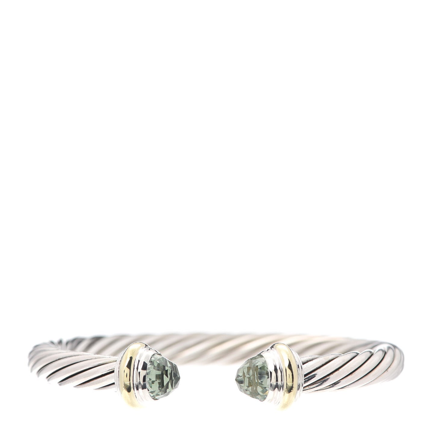 Sterling Silver 14K Yellow Gold Prasiolite 7mm Cable Classics Bracelet