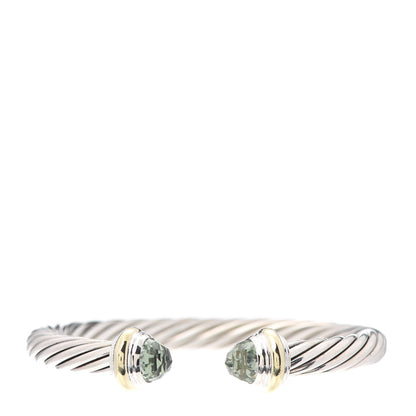 David Yurman Sterling Silver 14K Yellow Gold Prasiolite 7mm Cable Classics Bracelet 1 of 5