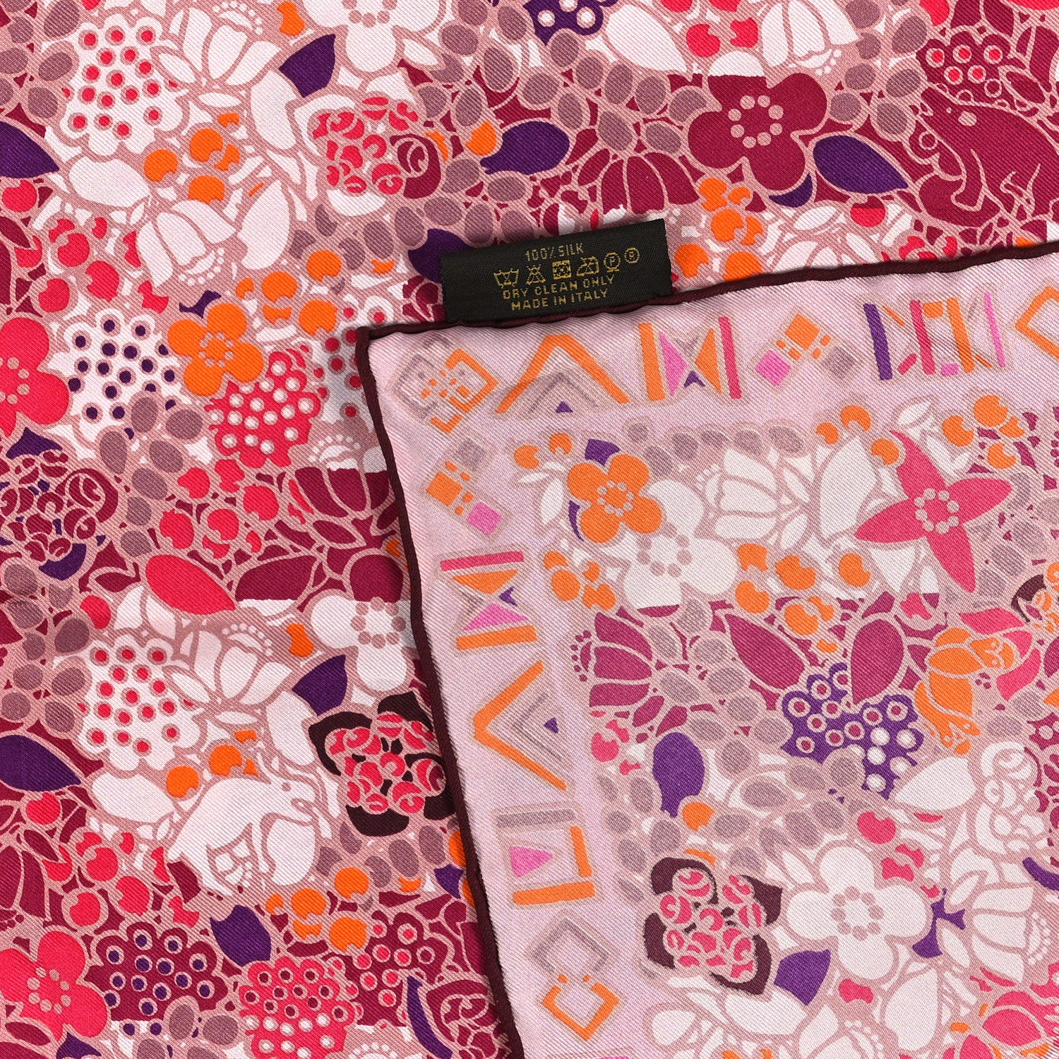 Louis Vuitton Silk Floral Print Square Scarf Pink 3 of 3