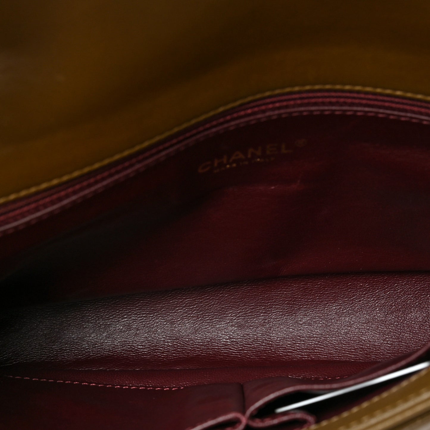 Lambskin Chevron Quilted Medium Single Flap Brown