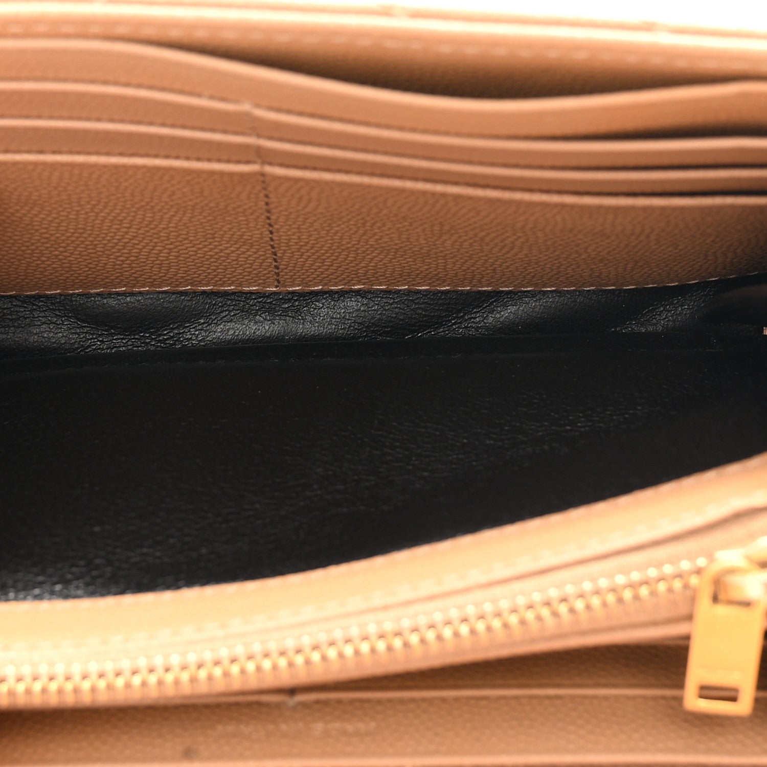 Saint Laurent Grain De Poudre Matelasse Chevron Monogram Flap Wallet Cork 5 of 9