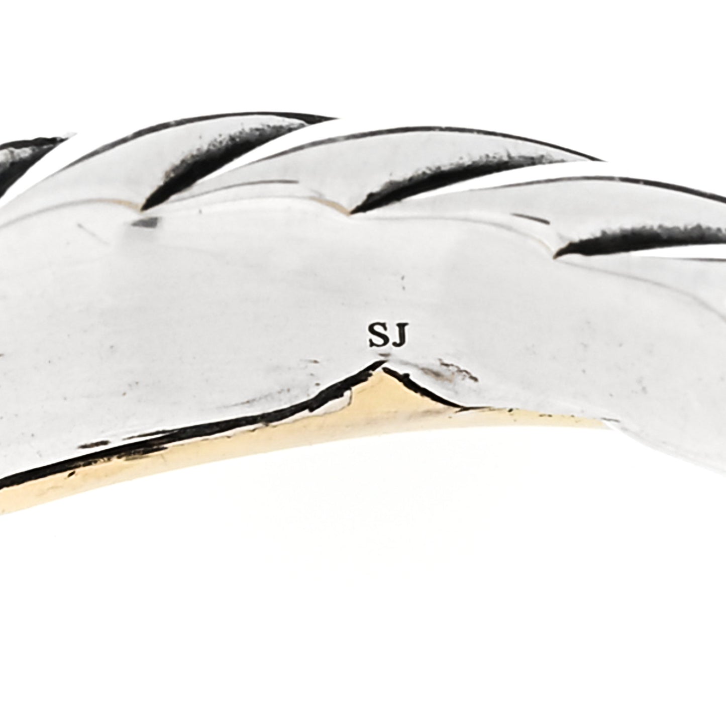 Sterling Silver 18K Yellow Gold Narrow Crossover Ring 48 4.5