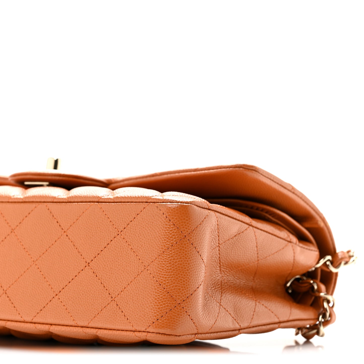 Caviar Quilted Medium Double Flap Light Brown
