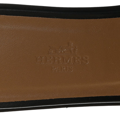 Hermes Box Calfskin Oran Sandals 38 Black 7 of 14
