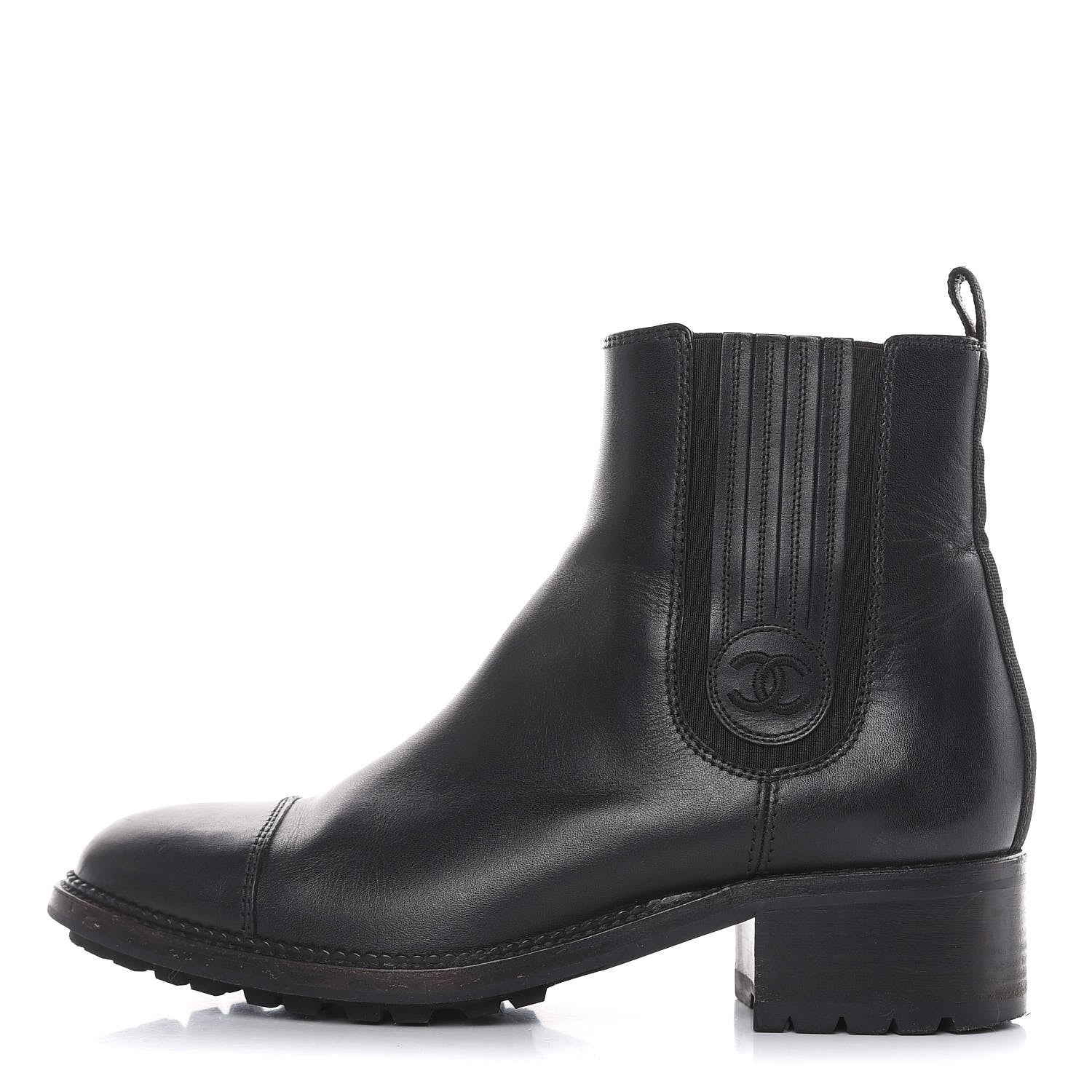 Chanel Calfskin Elastic Ankle Boots 38.5 Black 1 of 14