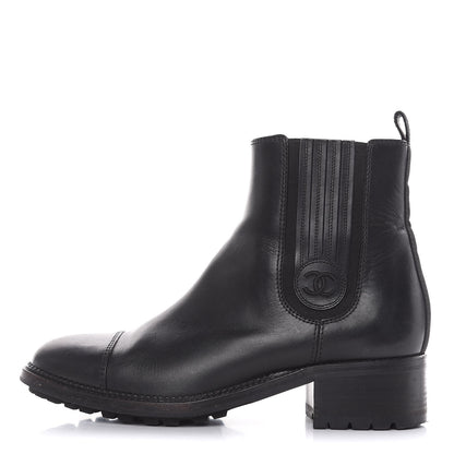 Chanel Calfskin Elastic Ankle Boots 38.5 Black 1 of 14