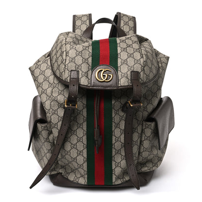 Gucci GG Supreme Monogram Medium Ophidia Double Buckle Backpack Brown 1 of 11