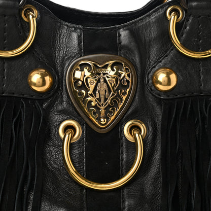 Gucci Calfskin Suede Fringe Large Babouska Tote Black 8 of 10